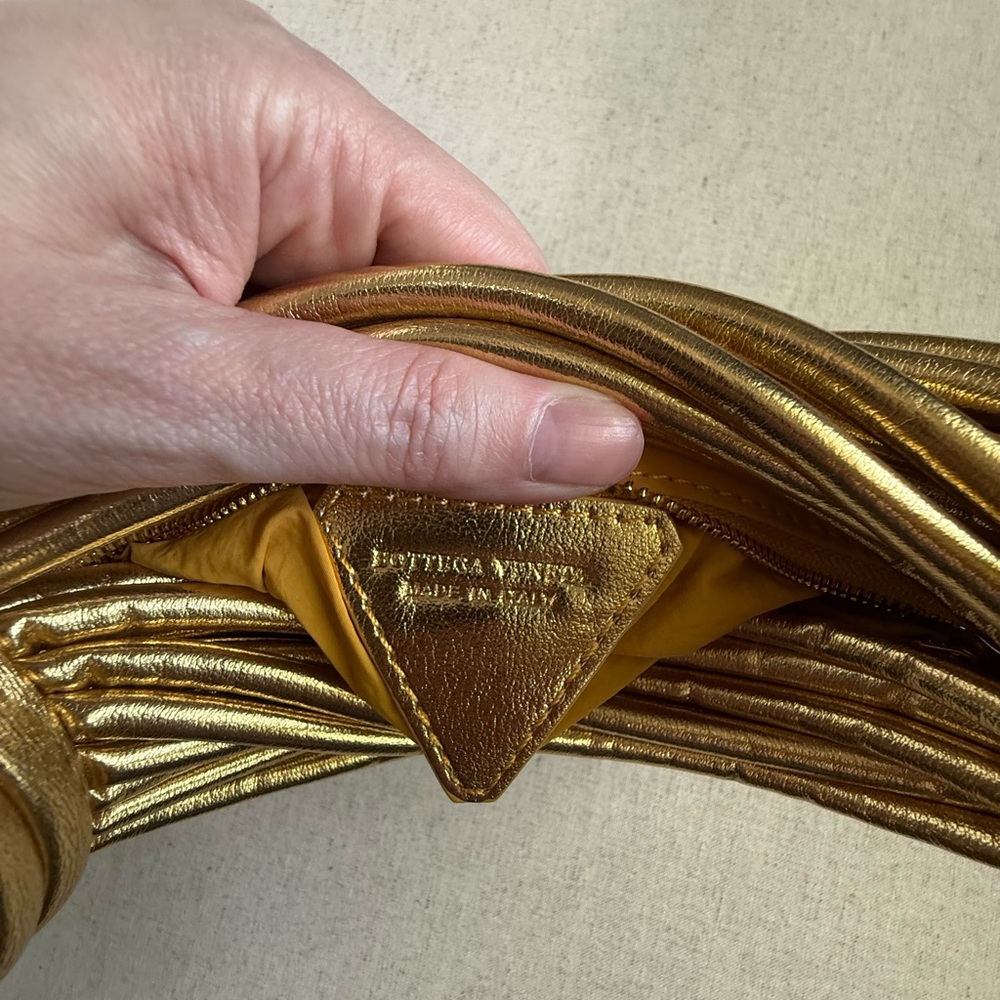 Gold Knot Top Handle Bag | Sculptural Rope Handbag | Statement Piece - Picture 2 of 5